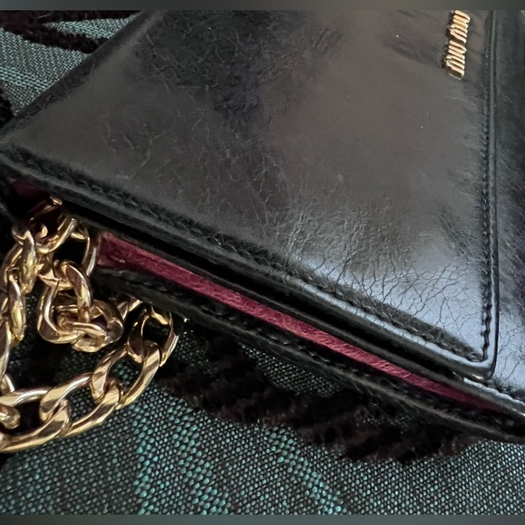 Miu Miu Black Wallet with Gold Chain - Picture 11 of 14